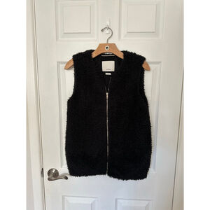 Women's Wilfred Black Faux Fur Zip-Up Vest XS